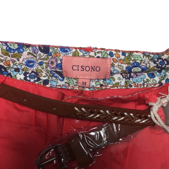 Ci Sono NWT Cargo Shorts Coral Belt Sz M - Picture 5 of 5